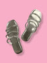 Womens Silver Shimmer Flats